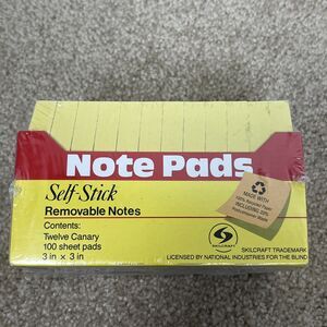 1200 Skilcraft Self-Stick Note Pads 3 in x 5 in 12 Canary 100 Sheet Pads